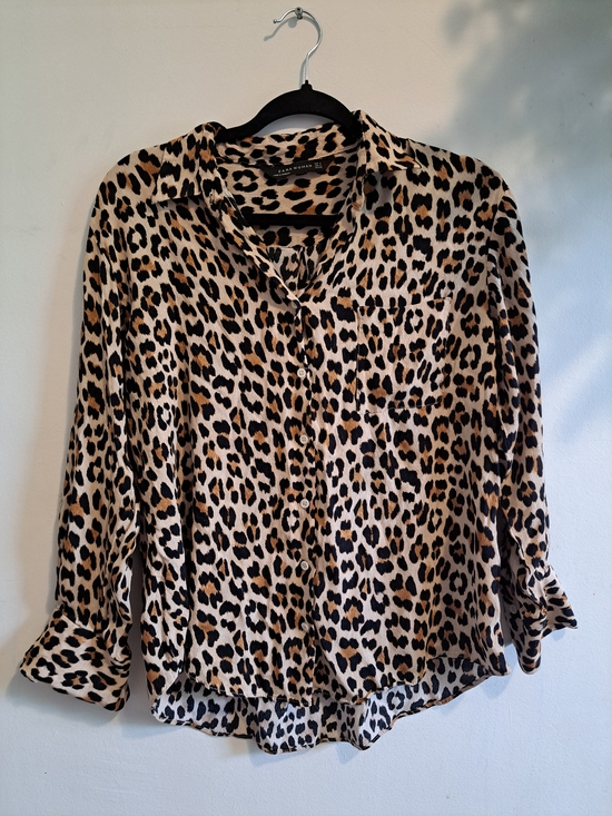 Zara Tops - ZARA Woman Leopard Print Button-Up Blouse Size S | Animal Print